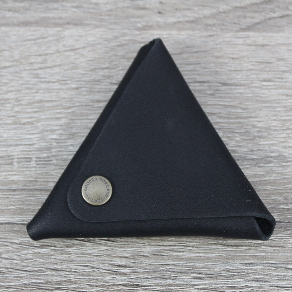 NEW! PLG Triangle Coin Wallet - Black Smooth Soft Leather